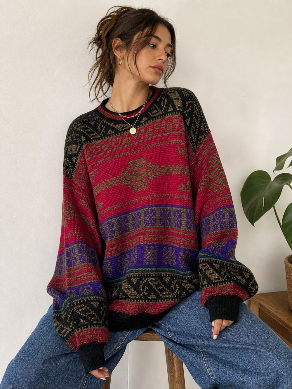 Vintage Botany 500 Southwestern Aztec Knit Sweater | Size Large